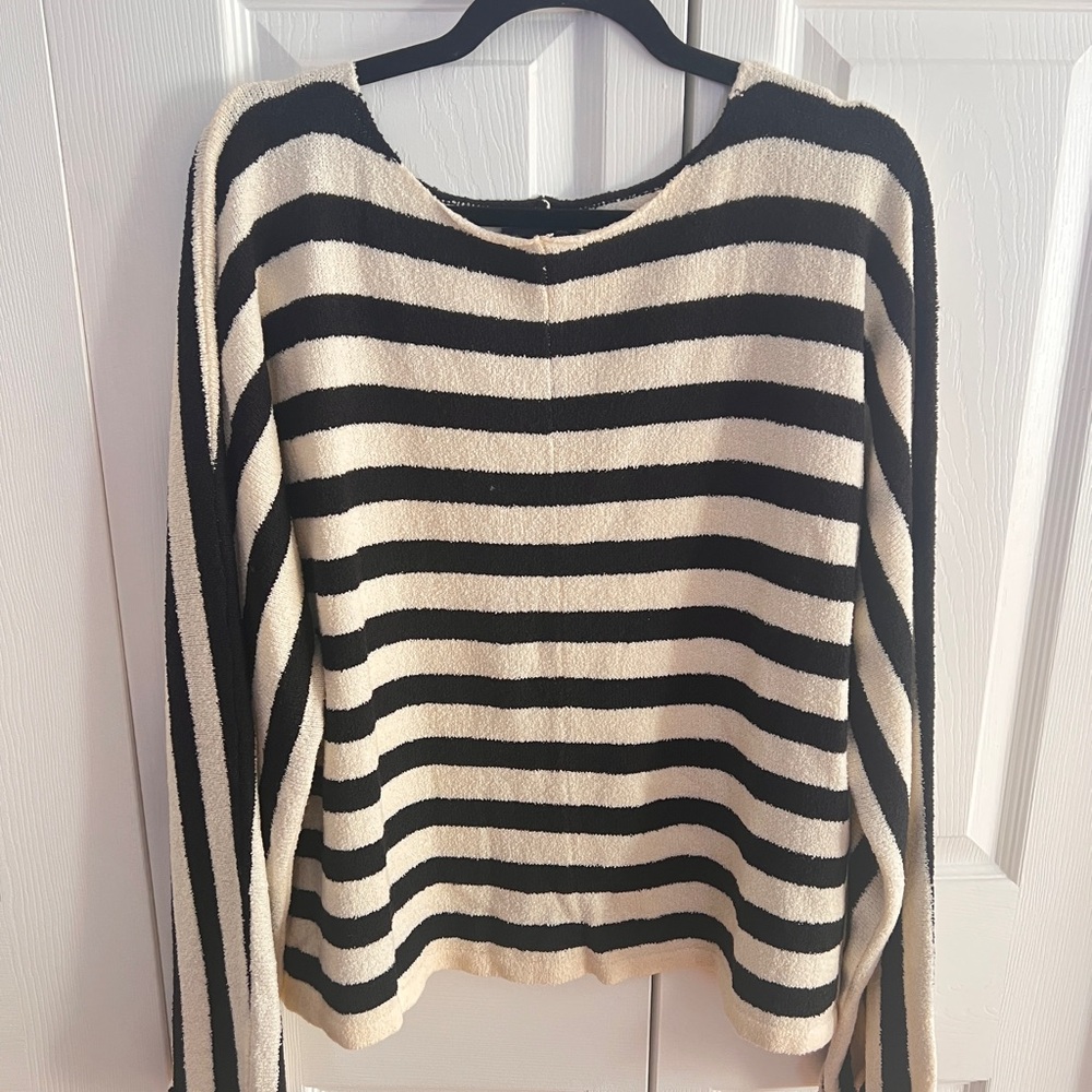 Vici off the shoulder Black and Cream Sweater